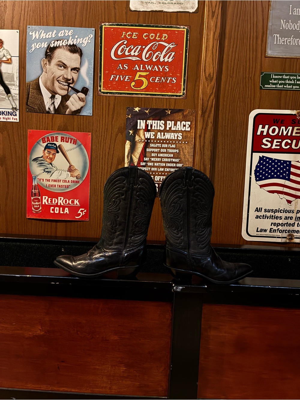 Laredo Black Leather Western Cowboy Boots with Decorative Stitching